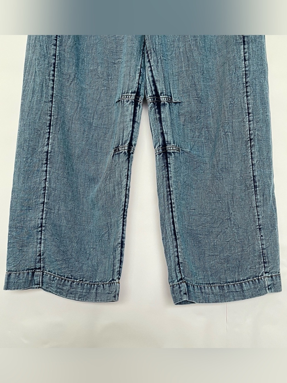 Anthropologie Pilcro Reese Barrel Leg Pull On Pants Smocked Cotton Size XS Blue - Picture 5 of 16